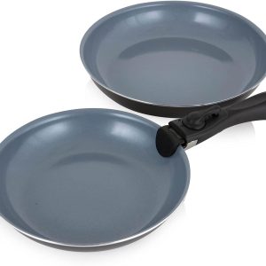 Tower Freedom T800203 3-Piece Kitchen Utensil Set with Ceramic Coating Stackable Design and Detachable Handle, Graphite, Aluminum