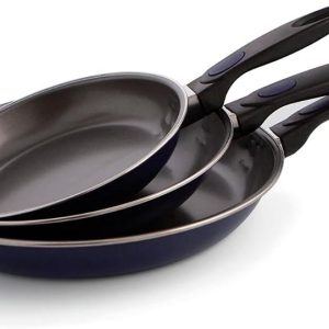 QUID NUIT – Set of 3 Printed Aluminium Frying Pans 20/24/28 cm Blue