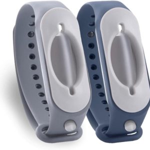 CBF18 2 Pack Cleanbrace Disinfection Wrist Wraps (Grey & Dark Blue) | Hand Sanitizing On The Go | Including Refill