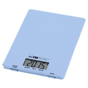 Clatronic 90780594 Latronic KW 3626 Kitchen Scales up to 5 kg Glass Surface Tare Function LCD Display Blue Plastic