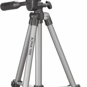 CULLMANN – 52102 – Alpha 1000 mobile tripod with smartphone holder (extension height 106 cm, with 3-way head, maximum load 1 kg, pack size 37 cm, weight 480 g), Silver