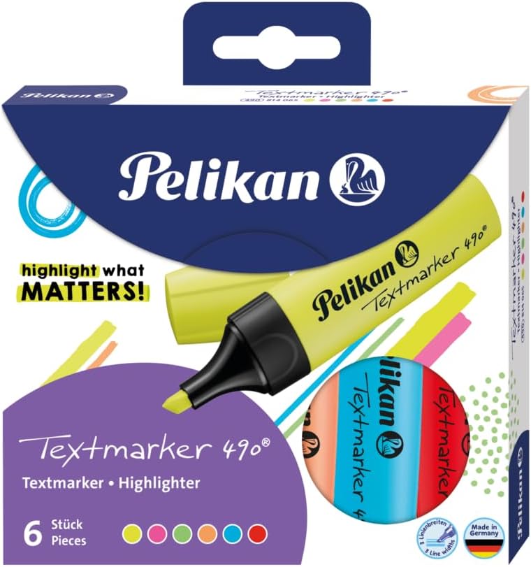 Pelikan, Set of 6 Highlighters, Highlighters, Assorted Colours