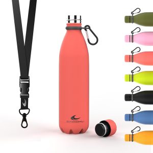 Daikoku Stainless Steel Water Bottle – 750 ml – Thermal Bottle – Cold 24 Hours and Hot Beverages 12 Hours – Leak-proof Water Bottle – Double Walled BPA Free – Coral