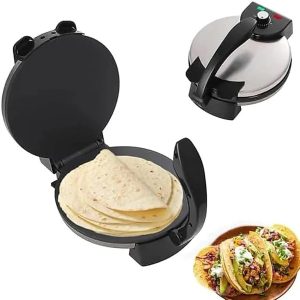1200W Electric Chapatis Maker Machine Non Stick Pancake Flat Bread Machine with Both Sides Heating and Adjustable Temperature for Tortillas and Pizzas.
