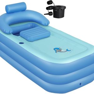 Inflatable Bathtub for Adults, Collapsible Plastic Inflatable Bath for Shower, Freestanding Portable Bathtub with Electric Pump, Quick Draining Indoor Outdoor Bathtub