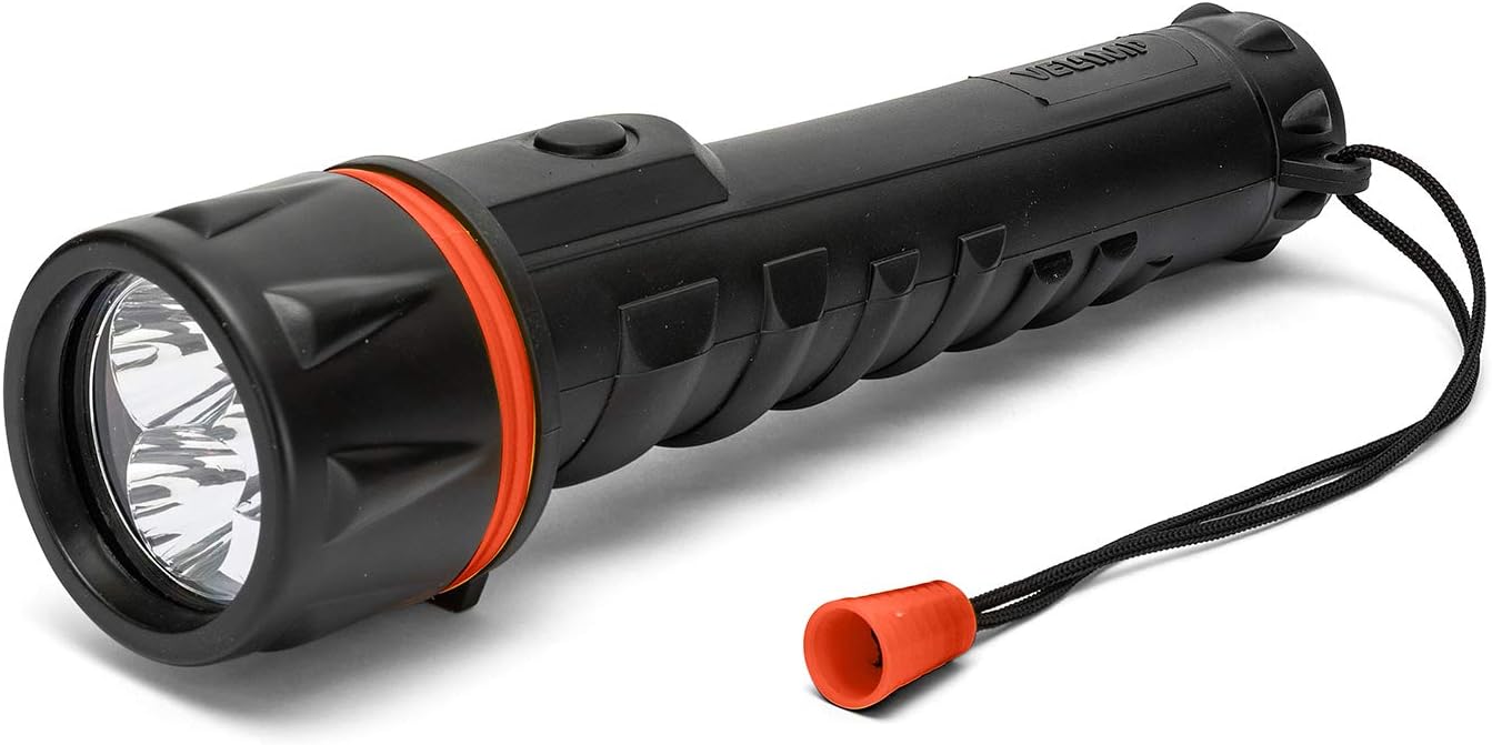 Velamp IRUB3LED Rubber Flashlight with LED, 3 D Batteries