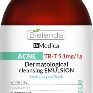 Bielenda Dr Medica Acne Dermatological Cleansing Emulsion for Face, Neck and Back, Cleansing Lotion for Combination, Oily and Acneic Skin, 250 ml