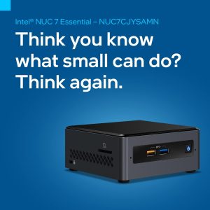 Intel NUC 7 Essential Desktop Computer – Intel Celeron J4005 Dual-core (2 Core) 2 GHz – 4 GB RAM DDR4 SDRAM – 32 GB Flash Memory Capacity – Mini PC