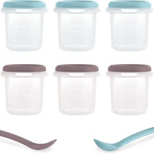 Miniland Set of 10 Hermisized Terra 200ml – Pack of 10 Airtight Graduated (200ml) and Two Spoons – Safe, Sturdy and Dishwasher, Microwave and Freezer Safe – Terra Collection