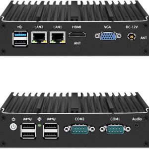 HSIPC Celeron J1900 X86 Thin Client, Mini PC, Nano PC, Cheap PC with 4G RAM 128G SSD Dual RJ45 Port Dual COM RS485 VGA HDMI 6 USB