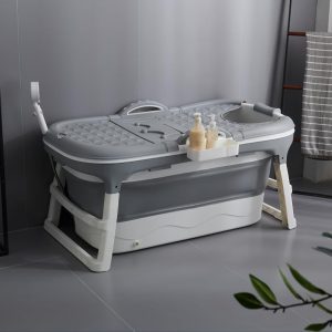Adult Folding Bathtub, Outdoor Ice Bath, Most Comfortable Choice for Family Bath, 117 x 62 x 55 cm, Grey (117 Grey)