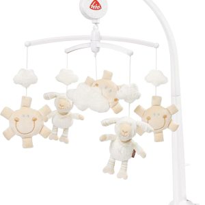 Fehn Mobile music sheep – Mobile a carica with melody Sleeps toddler sleeps and figures to calm and entertain – with attachment to bed for babies 0-5 months