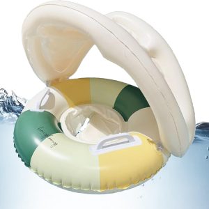 Uhngw Kids Float, Swimming Float with Sun Protective Umbrella and Safe Seat, Foldable Floating Seat with Sun Protection for Boys and Girls