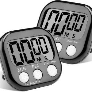 2 Pieces Digital Kitchen Timer with Magnetic, Desk Loud Alarm Stopwatch for Children, Time Timer for Studying, Working, Exercise, Cooking