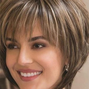 Wigs Human Hair Short Pixie Style Lovely Short Wave Bob Wig with Bangs for White Women Curly Hair Natural Looking