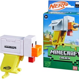 Nerf Microshots Minecraft Chicken Gun, Includes 2 Nerf Elite Foam Darts