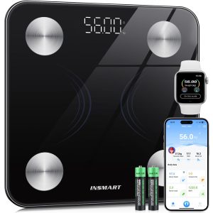 INSMART Smart Body Weight Scale with App, Bluetooth Bathroom Scale for Fitness Tracking, High Accuracy Body Composition Monitor for BMI, Visceral Fat etc.