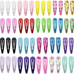 TRIXES Pack of 50 Snap On Hair Clips – Beautiful Beautiful Metal – Hair Accessory – Girls Girls – Assorted Colours – 50mm