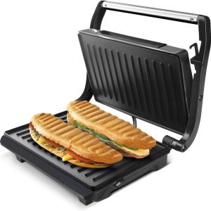 Taurus Amazing GR1700 700W Electric Sandwich Maker, Non-Stick Grill Plates, Self-Adjustable Top Plate, Cool Touch, Fast Heating, Locking System, Vertical Storage, Grey