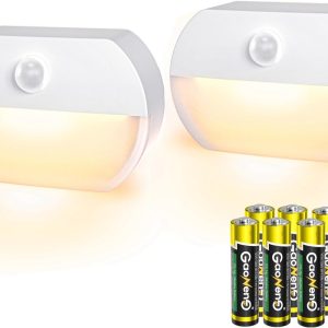 sununiny Motion Sensor LED Night Light, Battery Powered Night Light, Battery Operated Auto Stair Sensor Lights/Off Battery-Operated Motion Lights for Toilet, Hallway, Bathroom, Kitchen