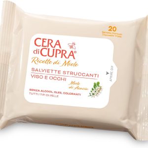 Cera di Cupra, Makeup Remover Wipes, Designed to Easily Remove Makeup and Impurities from Face and Eyes, 100% Natural Fabric, Biodegradable, Made in Italy, Pack of 20