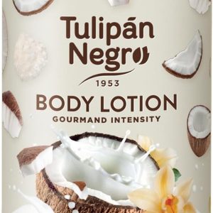 Tulip Black Body Lotion with Coconut Pure White doser, maximum hydration 400 ml, intensely scented and for all skin types