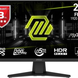 MSI mag 244F, 24″,FHD,1920×1080 – Gaming Monitor, 200Hz, 0.5ms, HDR Ready, AMD FreeSync Premium, Eye Care, AI Vision, HDMI 2.0b, DP 1.2a, Frameless, Adjustable Tilt, VESA Stand, Black