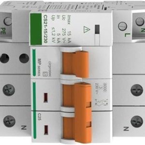 Zarivy Permanent surge protector 2P 40A C 10KA, Standards EN-50550, transient 5-15KA 275V, Protects electrical systems from voltage spikes.