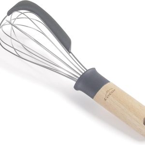 Lacor – 68199 – Unite Manual Whisk, Hand Mixer with Scraper, Beech Wood Handle, Silicone Scraper, Stainless Steel Rod, BPA Free, Length: 27 cm, Grey