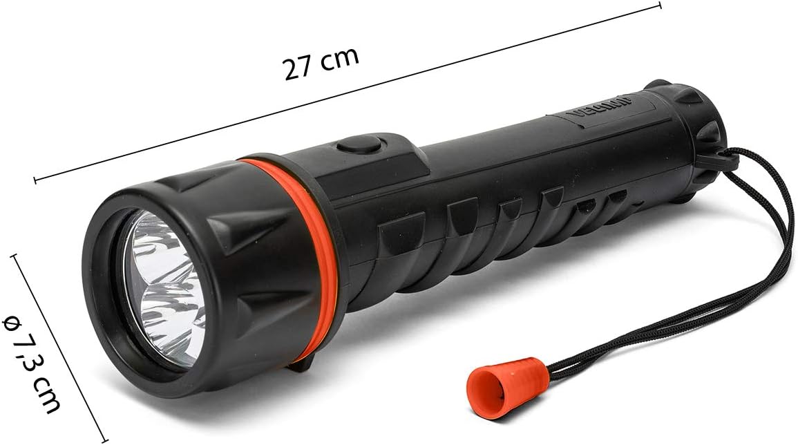 Velamp IRUB3LED Rubber Flashlight with LED, 3 D Batteries - Image 4