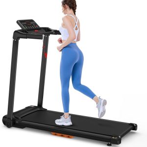 Folding Treadmill, Treadmill with Cushioning and Compatible with APPs, Electric Walking Pad, 12 km/h, Maximum Weight 120 kg, 12 Modes, LCD Screen, for Home and Office