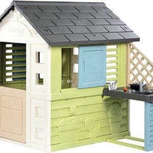 Smoby Life Pretty House with Kitchen – Includes Accessories – Anti-UV Protection – 57% Recycled Material – Children’s Outdoor Garden House – Weatherproof for Children Aged 2 Years Old (7600810738)