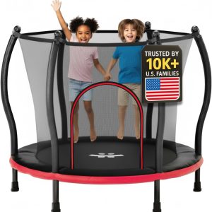 Kids Trampoline 55 Inch Indoor Outdoor Kids Trampoline for 1-6 Year Old Kids Trampoline 5ft Trampoline Ultra Safe Mini Trampoline for Kids with Safety Net Gifts