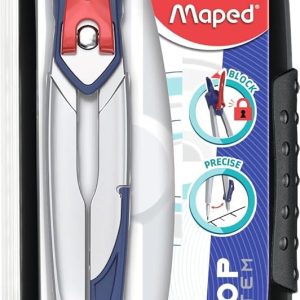 Maped – School Supplies – Stop System Box 3 Pieces – Precision School Compass – Includes 1 Universal Clamp and 1 Lead Case – Arm Lock System