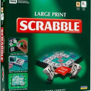 Ideal Large Print Scrabble: Extra Board with Clear Large Text Printed and Letter Tiles | Games | Word | For 2-4 Players | Ages 10+ | 11213, Green, Board: 37cm x 37