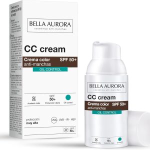 BELLA AURORA – CC Cream Anti-blemish Oil Control SPF50+ 30ml, Anti-blemish Sunscreen, Anti-blemish Color Cream, for Shiny or Mixed-Oily Skins, Face Sunscreen, Ultralight Texture