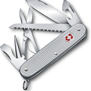 Victorinox Farmer X Alox 10 Function Multi Purpose Knife Including Large Blade, Wood Saw and Scissors, Silver