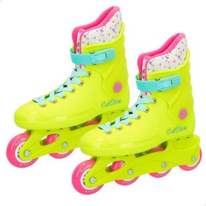 ColorBaby CB Riders – Inline Skates – Neon Yellow, Adjustable Closure with Buckle and Laces, T.38-39, Ages 3, Max. 50 kg, Inline Scooters for Children, Modern and Sophisticated (85427)