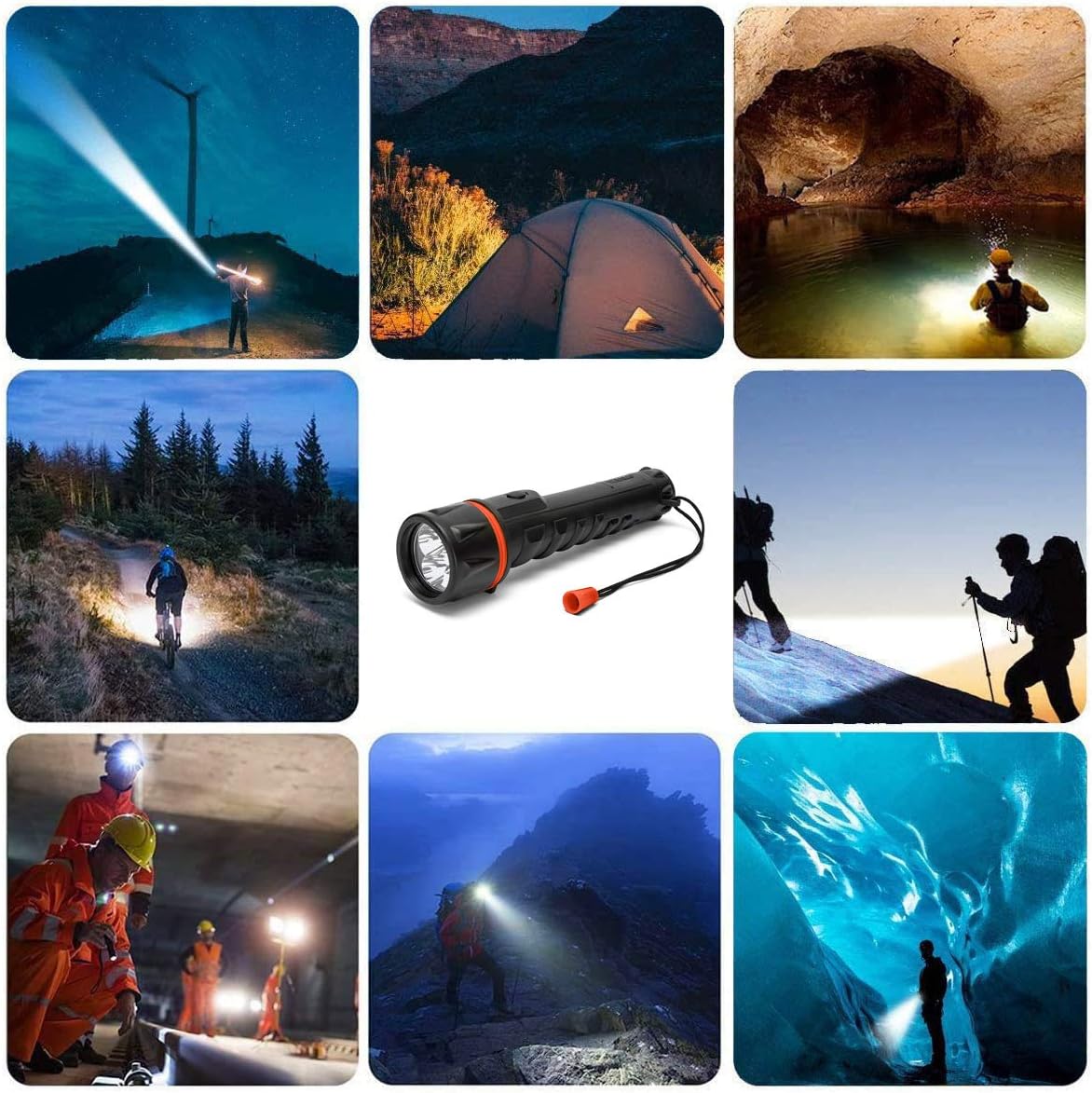 Velamp IRUB3LED Rubber Flashlight with LED, 3 D Batteries - Image 5