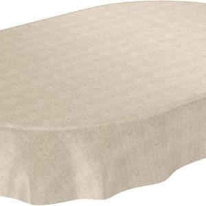 ANRO Oilcloth Tablecloth, Oilcloth Tablecloth, Beige, Linen Look Oval, 180 x 140 cm