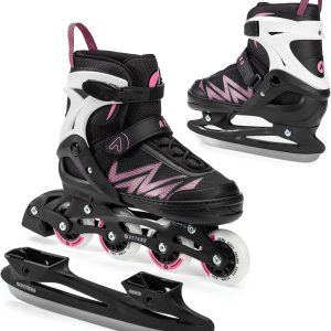 ATTABO Inline Skates for Children Kylo 2in1 Blue|Pink Versatile Adjustable Skates for Children 30-41 Comfort with 82A Wheels and ABEC-7 Bearings Excellent Fit
