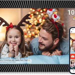 FRAMEO 10.1 Inch WiFi Digital Photo Frame with 32GB Internal Storage, Smart Digital Photo Frame with 1280×800 IPS Touchscreen, Digital Photo Frame for