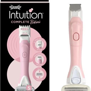 Wilkinson Sword All in One Trimmer and Razor with 5 Blades Head Covered in Skin Protection Gel Light Pink, 1 Unit