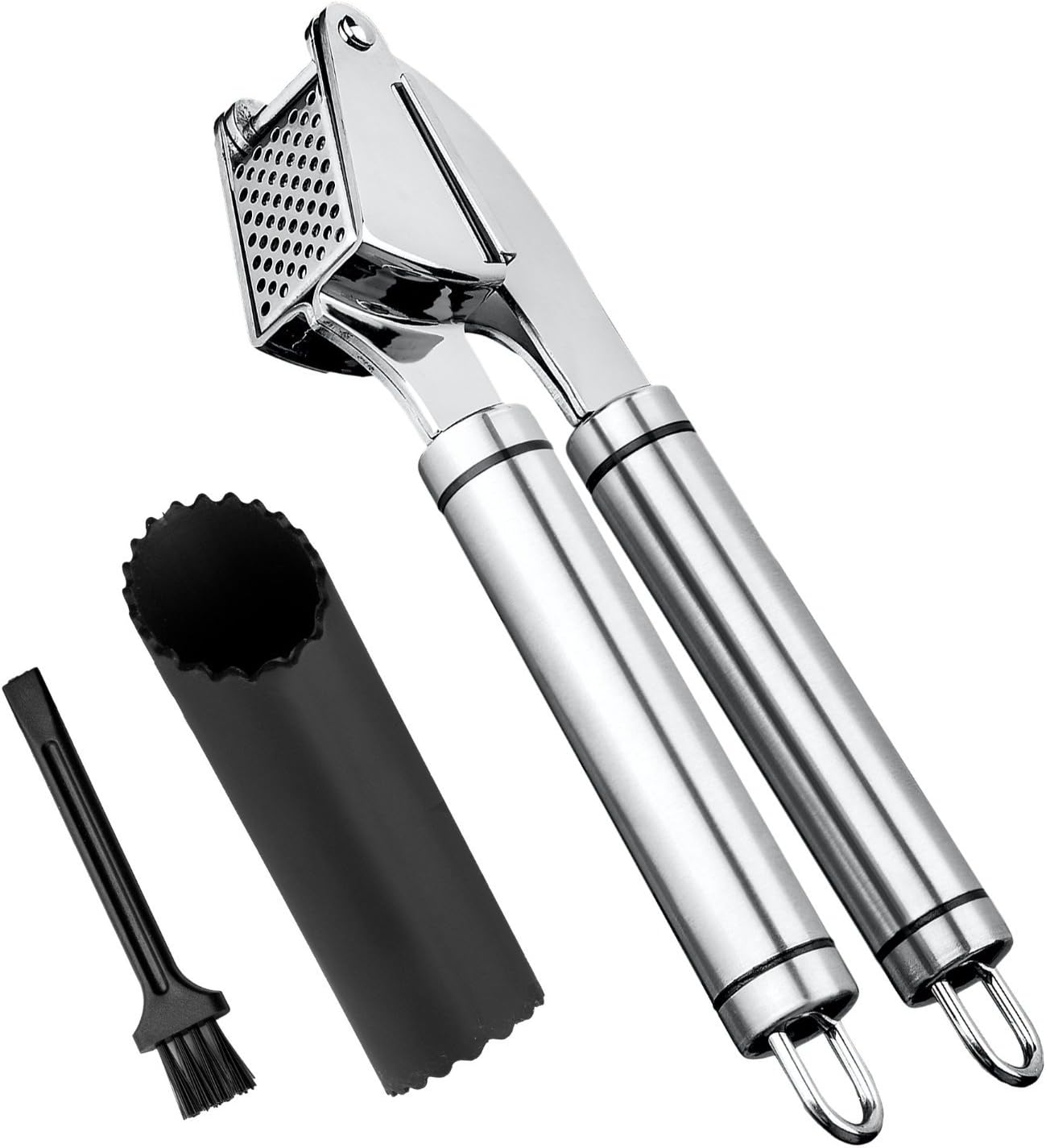 Professional Dishwasher Safe Garlic Press with Silicone Garlic Peeler