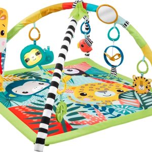 Fisher-Price, Alfombra Gimnasio sensorial de actividades Selva tropical 3 en 1, con accesorios, luces y sonidos, juguete para bebé recién nacido (Mattel HJW08), jirafa