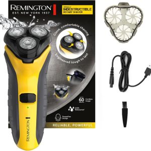 Remington Virtually Indestructible Rotary Shaver – Cordless Shaver, Virtually Indestructible Polycarbonate Frame, Pivot Head, Water Resistant – PR1855