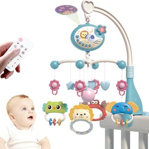Wdec Mobile Music for Baby Crib, 3 in 1 Child Facts, Night Light Project, Hand Remote Mobile Crib with Project, Music Toys for Babies, Baby Gifts 0+ Table