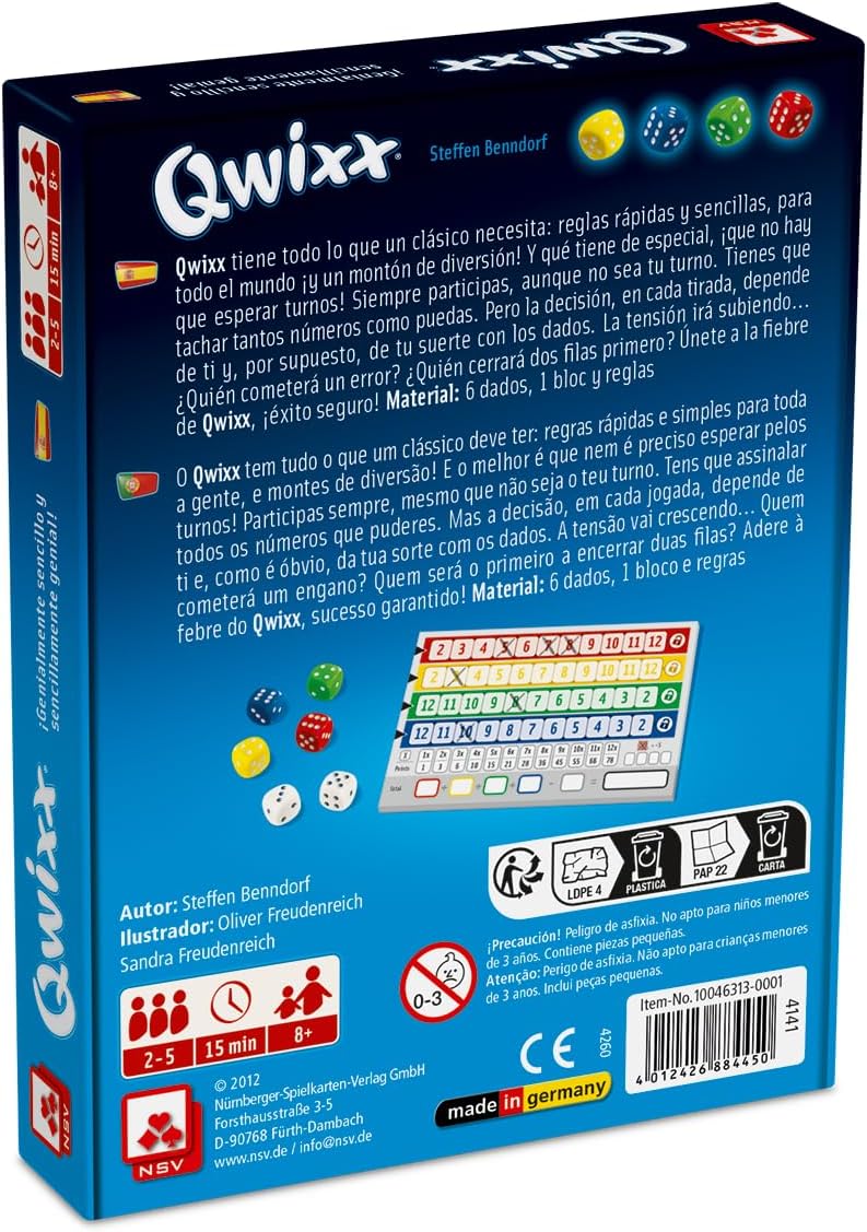 NSV QWIXX Mental Strategy and Dice Game - Spanish Edition - Image 2