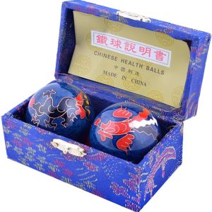Feng Shui Chinese Health Balls (Blue with Phoenix and Dragon) (1.5″)