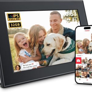 WiFi Digital Photo Frame, Frameo Picture Frame 10.1 inch 1280×800 HD IPS Touch Screen, Auto Rotate, Share Photos/Videos Instantly via Frameo App from